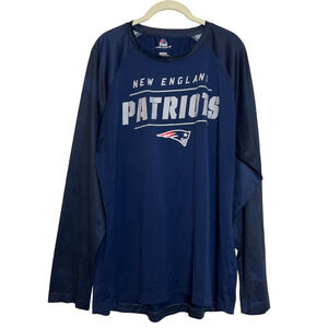 New England Patriots Knit Jersey XL Long Sleeve Polyester Navy Blue Majestic